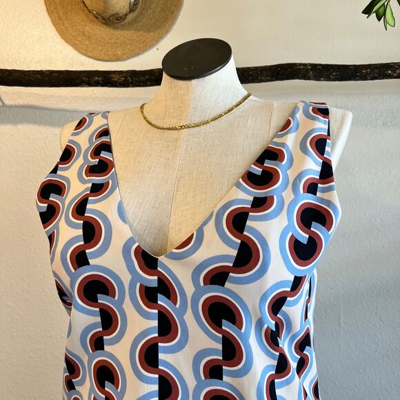 C/MEO Collective Retro Printed Ruffled Trim Sleeveless Dress Size Large NEW - Picture 4 of 14